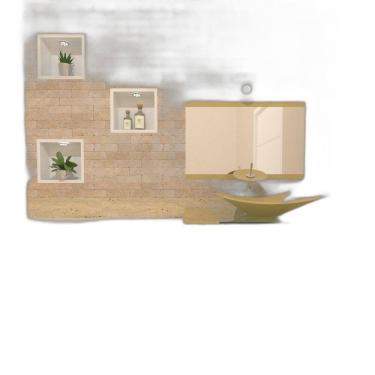 Imagem de Gabinete De Vidro 70Cm Iq Inox Cuba Retangular - Champanhe