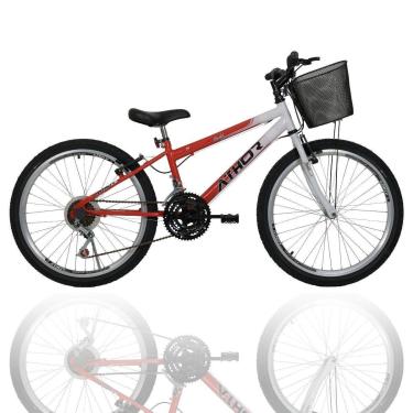 Imagem de Bicicleta Infantil Aro 24 Athor Model 18v Feminina C/Cestão-Unissex