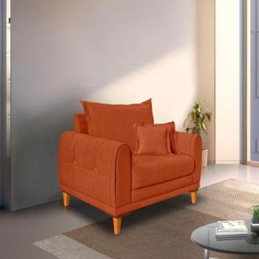 Imagem de Poltrona Livia Bouclê Pés de Madeira - Pallazio, Terracota
