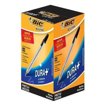 Imagem de Caixa de Caneta Esferográfica Cristal 1.0mm 50 Unidades Preta - Bic - 