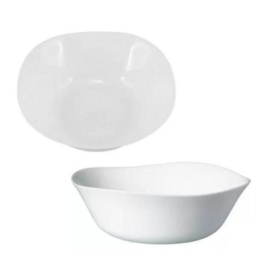 Imagem de Jogo 10 Bowl De Vidro Opalino Branco Quadrado Tigela Molho Sobremesa 1