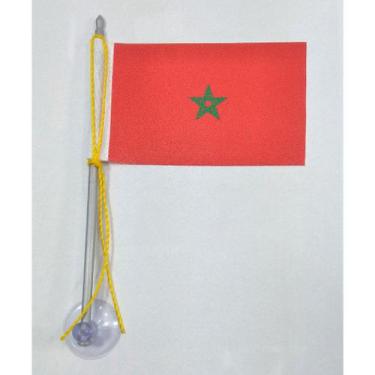 Imagem de Mini Bandeira Marrocos C/ Ventosa Poliéster (5,5cm X 8,5cm) - SP Bande