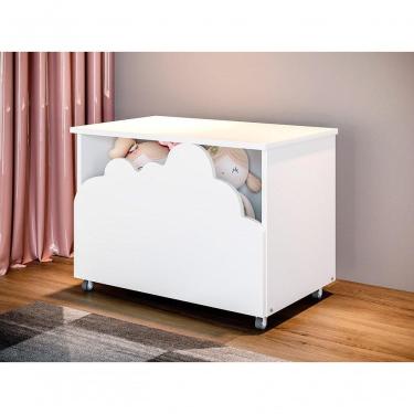 Imagem de Baú de Brinquedos Nuvem Alegria Infantil para Organização em MDF Branco Divaloto Móveis