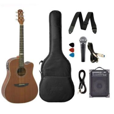 Imagem de Kit Violão Strinberg Sd200 Sms Folk Aço Elétrico + Caixa