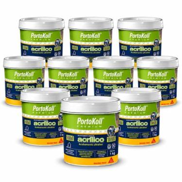 Imagem de Kit 10 Rejunte Acrílico PortoKoll 1kg Cinza Platina - SIKA