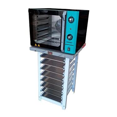 Imagem de Forno Turbo Convec. Preto e Turquesa FCSB4E 220V + Bancada MES-004 + 8 Assadeiras - Venâncio