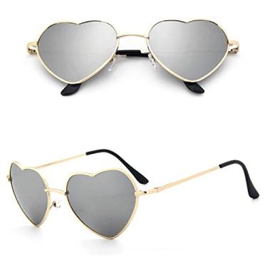 Imagem de Óculos de sol de coração rosa metal feminino designer de moda óculos femininos de metal em forma de coração oceano óculos de sol, 10, china