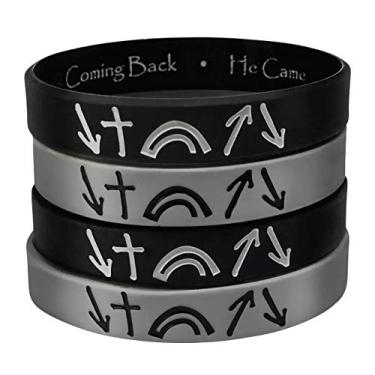 Imagem de CAPTIVAMKT (Pacote com 4) Pulseiras inspiradoras cristãs, presentes religiosos de Páscoa para homens, mulheres, adolescentes - Pulseiras bíblicas reversíveis - João 3:16, mensagem evangélica