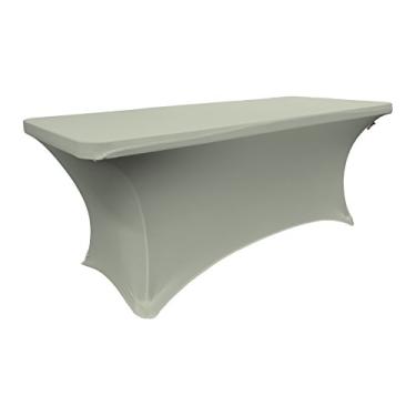 Imagem de LA Linen Toalha de mesa de elastano para uma mesa retangular de 2,4 m, 2,4 x 76,2 cm, cinza claro