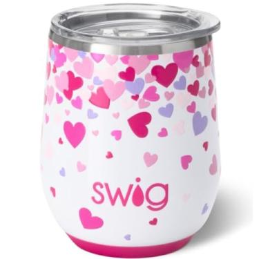 Imagem de Swig Life Copo de vinho de 350 ml com tampa, aço inoxidável, lavável na lava-louças, portátil, copo de vinho com isolamento triplo (apaixonado)