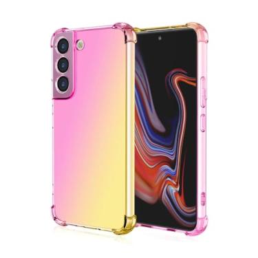 Imagem de para Samsung Galaxy S23 S22 S21 Plus Ultra S10 S9 S8 S7 Capa gradiente transparente e fofa, fina, anti riscos, flexível, TPU, capa à prova de choque, ouro rosa, para Samsung S23