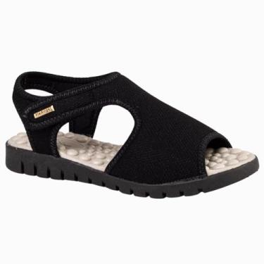 Imagem de Sandalia Feminina Ortopédica Calce Fácil Massageadora Anatômica Leve Macia Via Angel 7601. (Preto, BR, Adulto, Numérico, 38)