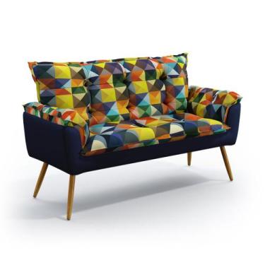 Imagem de Poltrona Beta Namoradeira F-015 Sued Estampado Colorido com Veludo Ara