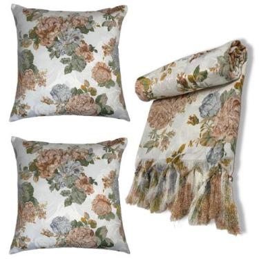 Imagem de Kit Manta Xale para Sofá e Cama Jaquard com 2 Capas de almofadas - MUM