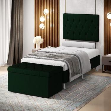 Imagem de Kit Painel Centaurus 100 e Calçadeira Sagitarius Veludo Aradecor, Verd