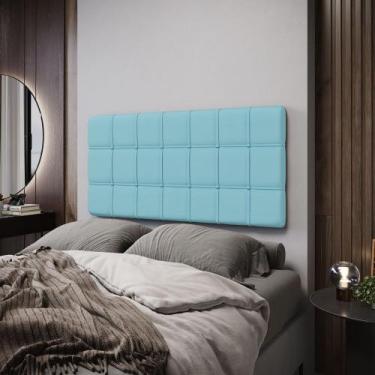 Imagem de Painel Rana 140 Couro Aradecor, AZUL BEBê, CASAL PADRãO