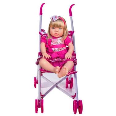 Imagem de Mamãe Reborn Bebê Reborn Cabelos Loiros + Carrinho Passeio - Sid Nyl