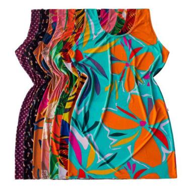 Imagem de Kit 8 Vestido Simples De Malha Curto Feminino Verão Regata Básico Senh