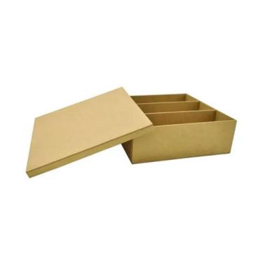 Imagem de Kit 27 Caixa para Mini Vinho 2 Divisorias 24x24x8 Mdf Madeira - ATACAD