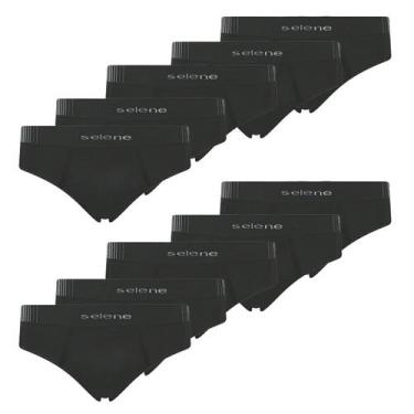 Imagem de Kit 10 Cueca Selene Microfibra Masculina Slip sem costura, Preto, M