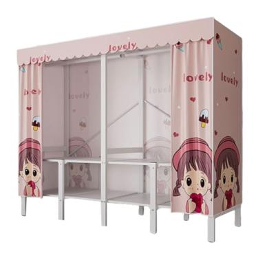 Imagem de Guarda-roupa Armário dobrável portátil para crianças, guarda-roupa com haste suspensa, empilhável, grosso, armário de armazenamento para casa, quarto armário