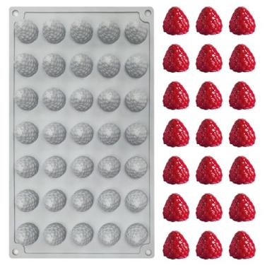 Imagem de Molde de silicone de framboesa 3D, bandejas antiaderentes de silicone de framboesa de 35 cavidades para assar fondant de chocolate, doces, geleia, gelatina, mini vela, 29,7 x 17,5 x 2,5 cm, cinza