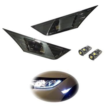 Imagem de Luzes marcadoras laterais de lente fumê compatíveis com lâmpadas LED brancas de 10ª geração Civic 2016-2021 + lâmpadas T10, substituição Plug and Play para OEM #33800TBAA02/H02551127N