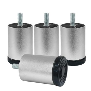 Imagem de Kemcatui 4 peças de pernas de móveis de metal de 5 cm, substituição de pés de móveis de moldura de cama de liga de alumínio prateado, perna de suporte de altura ajustável para cama, sofá, cadeiras