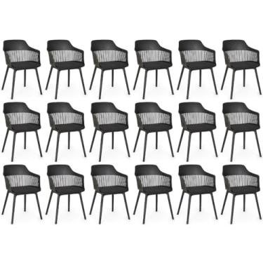 Imagem de Kit 18 Cadeiras de Jantar Estofada Marcela - Preto