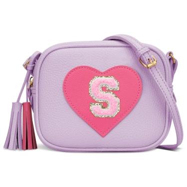 Imagem de KKXIU 2 3 4 5 6 7 8 9 10 anos de idade menina bolsa de presente infantil bolsa transversal com borla, Roxa, Small, P