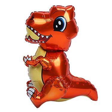 Imagem de Balões de dinossauro, balões coloridos em forma de dinossauro durável reutilizáveis ​​para aniversário(vermelho)