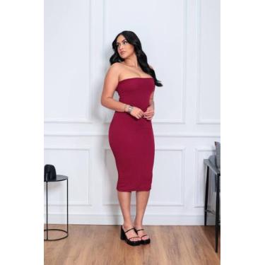 Imagem de Vestido Midi Feminino Coladinho Tubinho justo bandagem festa casamento
