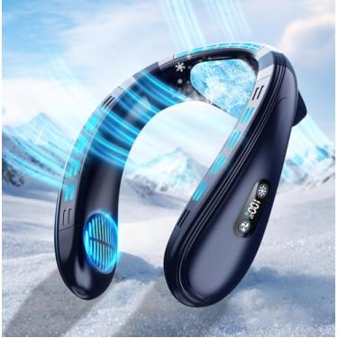 Imagem de Ar condicionado de pescoço com placa de resfriamento extragrande, ventilador de pescoço portátil 6000 mAh, ventilador de viagem de resfriamento pessoal inovador saída de ar traseiro refrigerador de