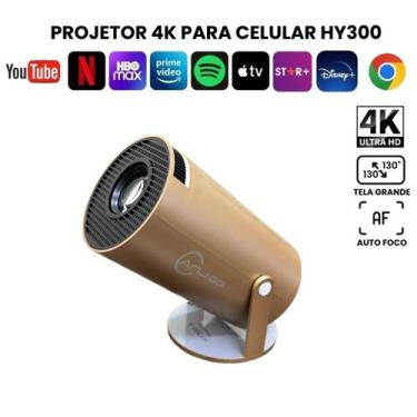 Imagem de Projetor 4K HD 150 Polegadas Celular, Tv B0x, Xbox, PS, Pc, Wifi e Blu