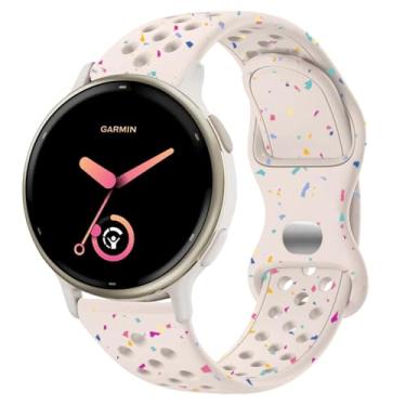 Imagem de ViCRiOR Pulseiras de relógio compatíveis com Garmin Vivoactive 6/Vivoactive 5/Vivoactive 3/Venu Sq 2/Forerunner 55/165/245, pulseira de substituição de silicone macio ecológica respirável de 20 mm