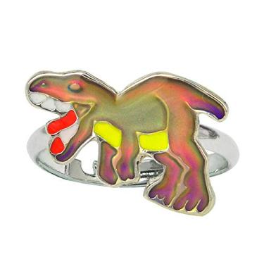 Imagem de FUN JEWELS Anel de humor infantil T-Rex com mudança de cor de dinossauro, presente para meninos e meninas, tamanho ajustável