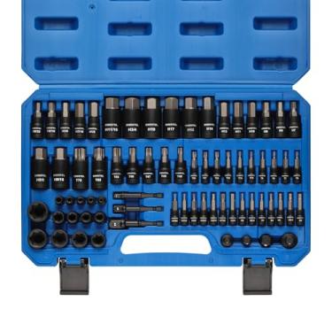 Imagem de EMENTOL Conjunto de 71 peças Torx Bit & Hex Bit Socket Set, Master SAE/Métrico, 1/10.2 cm, 3/20.3 cm e 1/5.1 cm, S2 e CrV Steel, Inclui E4-E24, adaptador de soquete/broca