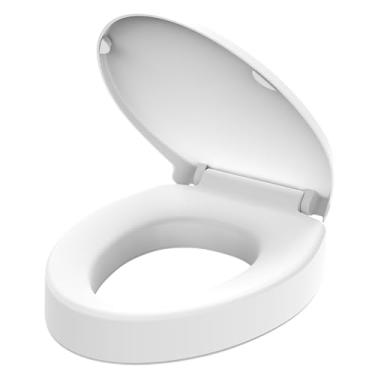 Imagem de Huttdmel Assento sanitário alongado elevado de 45 cm para idosos – fechamento suave, liberação e conexão rápidas, material PP resistente, não solta, ideal para idosos e mobilidade limitada, branco