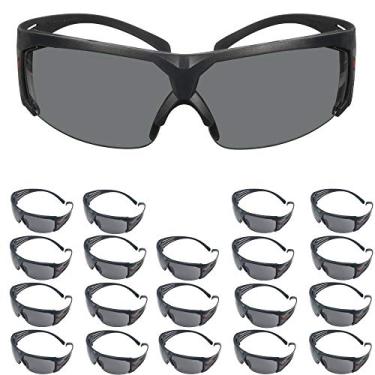 Imagem de 3M Óculos de segurança, SecureFit, pacote com 20, ANSI Z87, lente cinza Scotchgard, armação preta, hastes flexíveis