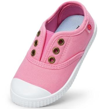 Imagem de Harvest Land Tênis infantil de lona infantil – Sapatos casuais para escola e brincadeiras para meninos e meninas, Rosa, 12 Little Kid