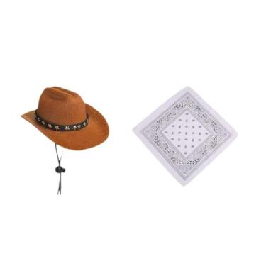 Imagem de Gralara Roupa de ganso da com bandana sconhas halloween jardim de ganso roupas de cowboy chapéu de cowboy ocidental para pátio, Traje Branco