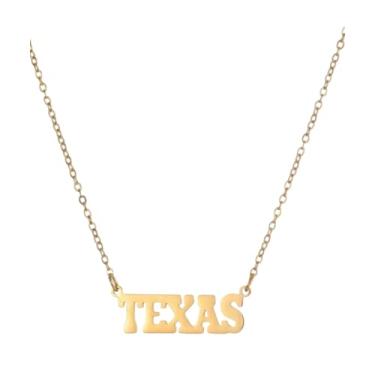 Imagem de Uplift Us Marketplace Colar com pingente Texas State banhado a ouro 18 K, joia feminina com acabamento altamente polido, ideal para presente para qualquer ocasião, Medium, Aço inoxidável, Sem Pedra