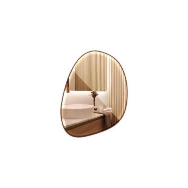 Imagem de Espelho Orgânico Decorativo 60x80cm Moldura Em Couro Preto Ou Café - E