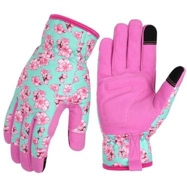 Imagem de Ainiv Luvas De Jardinagem Femininas Ainiv, Trabalho Compatíveis Com Tela Sensível Ao Toque Para Capina, Couro Jardim À Prova Espinhos, Sem Facadas, Escavação, Plantio E Poda, Rosa