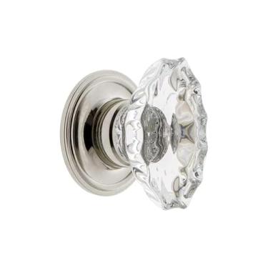 Imagem de Grandeur Puxador de armário de cristal Biarritz de 3,5 cm com roseta Georgetown em níquel polido