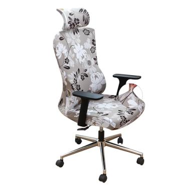 Imagem de EVOLLER Conjunto de capas ergonômicas para cadeira de escritório com capa de encosto de cabeça floral, 2 peças elásticas, para cadeira de escritório, computador e encosto de cabeça, laváveis