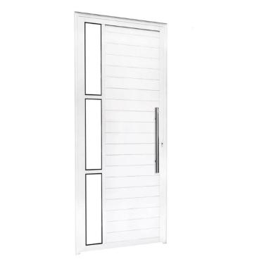 Imagem de Porta Lambril 210x80 c/Puxador e Vidro L/Dir. - Alumínio Branco - Linha 25