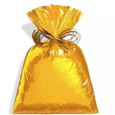 Imagem de Saquinhos para presente metalizado ouro 58x89 50 unidades - PAIS E FIL