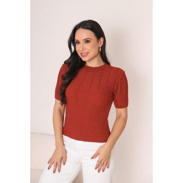 Imagem de Blusa T-Shirt Feminina Modal em Tricô Manga Curta Casual Elegante - Vi