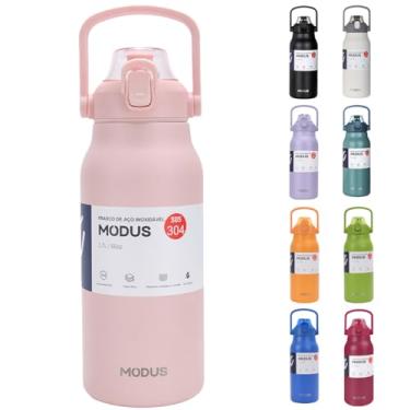 Imagem de Garrafa Térmica De Viagem Inox 1700ml Água Com Canudo, a Melhor Escolha para Presentes (Rosa)